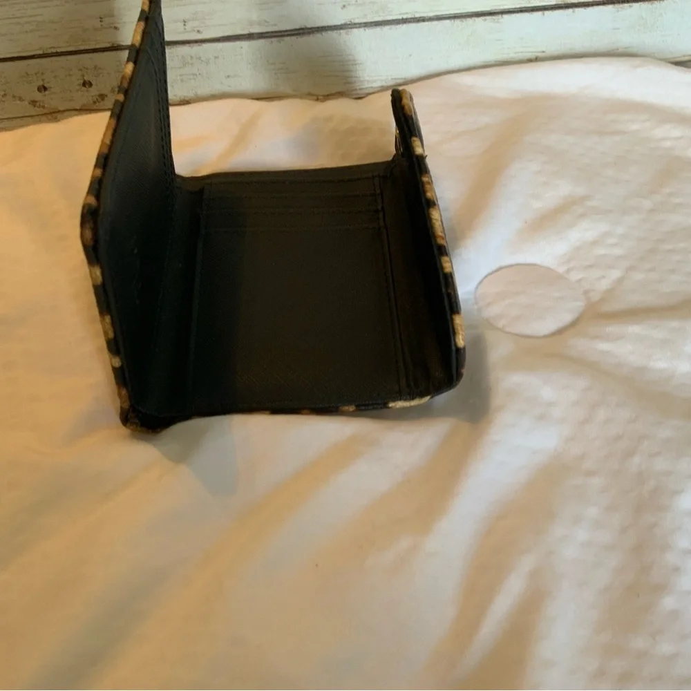 Leopard Print Fold-Over Wallet in Brown and Black - Picture 4 of 5